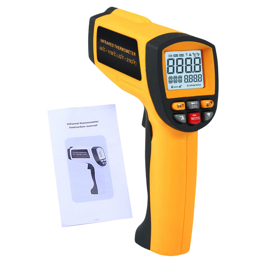 IR Infrared Thermometer Non-Contact Laser IR Temperature Gun with  Adjustable Emissivity, HD Backlight LCD Temp Display for Kitchen  Cooking/Industrial