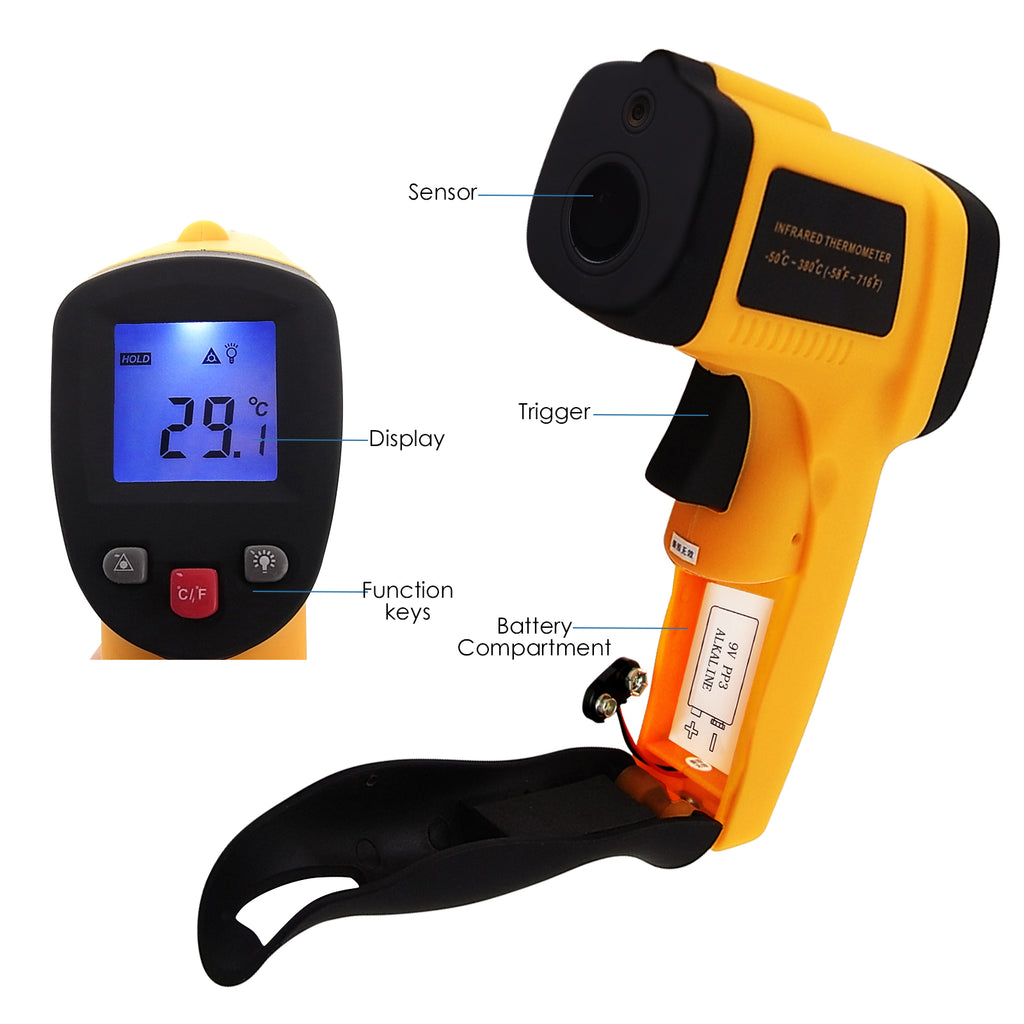 THTK-803 Digital 20:1 Professional Infrared Thermometer 0.1~1EM Pyrometer -  Tekcoplus Ltd.