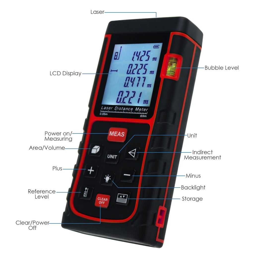 DITK-726 60M Digital Laser Distance Meter Area Volume Pythagorean w ...
