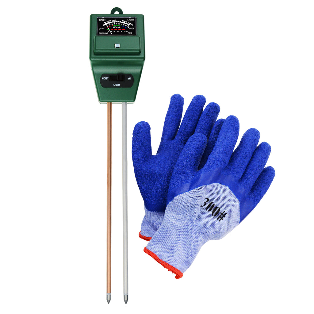 soil master moisture meter TEK-256_GLOVE Indoor Outdoor Soil pH, Moisture & Light Meter with FREE Gloves Gardening Farming Soil