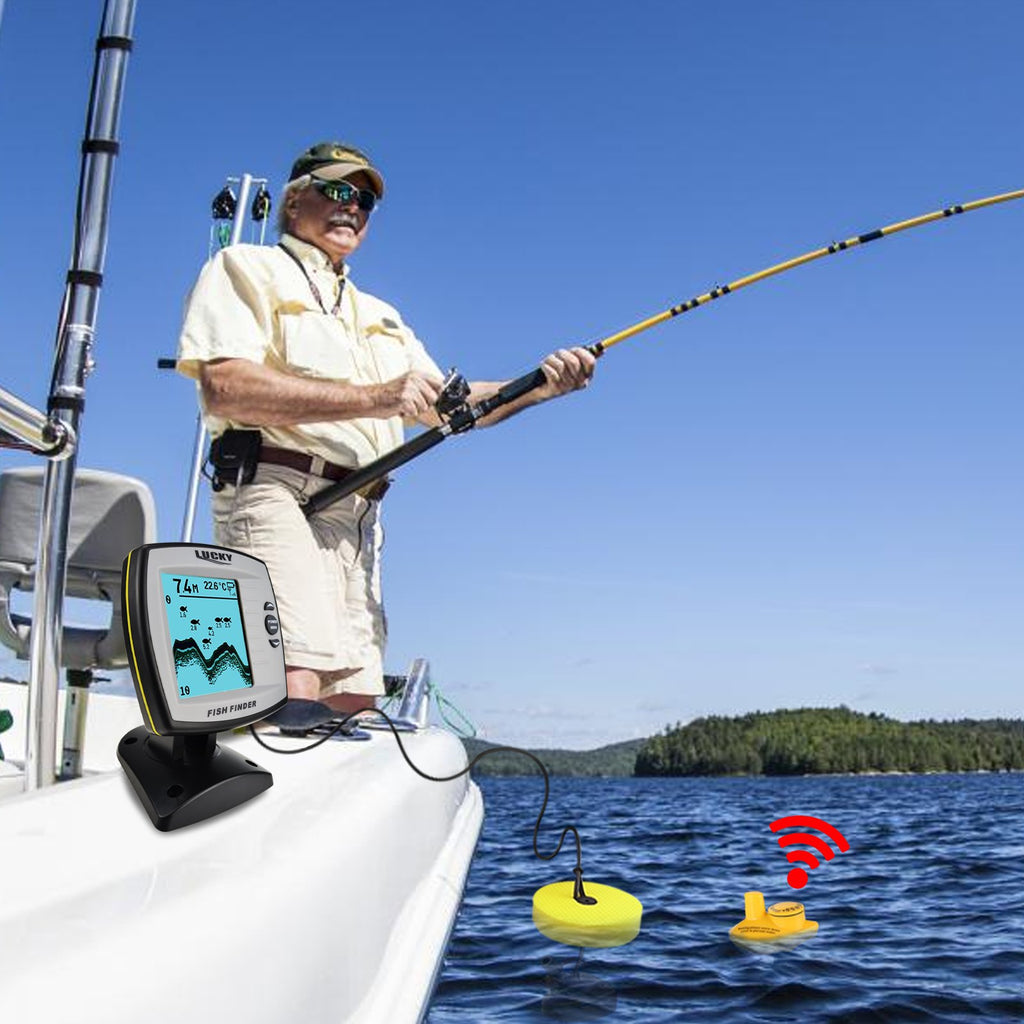 depth finder fishing reel FF-918N2 LUCKY 2-in-1 Fish Finder 100m(Wired) / 60m(Wireless) Depth Sounder Fishfinder Fish Detector