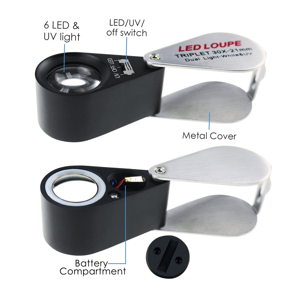 GSTK-783XX Optical Glass Magnifier 20x Magnification Magnifying LED Light  Jeweler Loupe Gemstone - Tekcoplus Ltd.