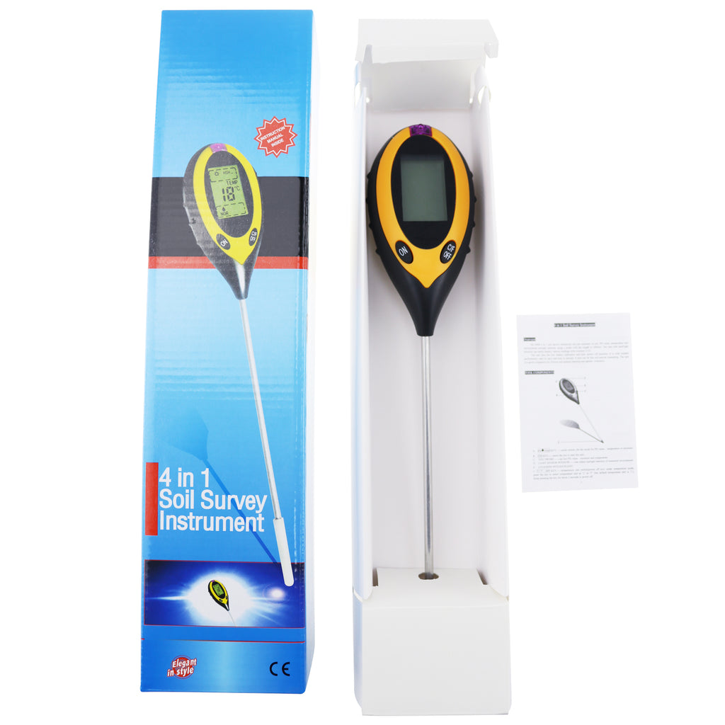 Digital Soil Thermometer 4-in-1 Soil Tester Soil Thermometer/Light/Air  Temperature/Air Humidity Meter Digital Soil/Plant Environment Survey  Instrument