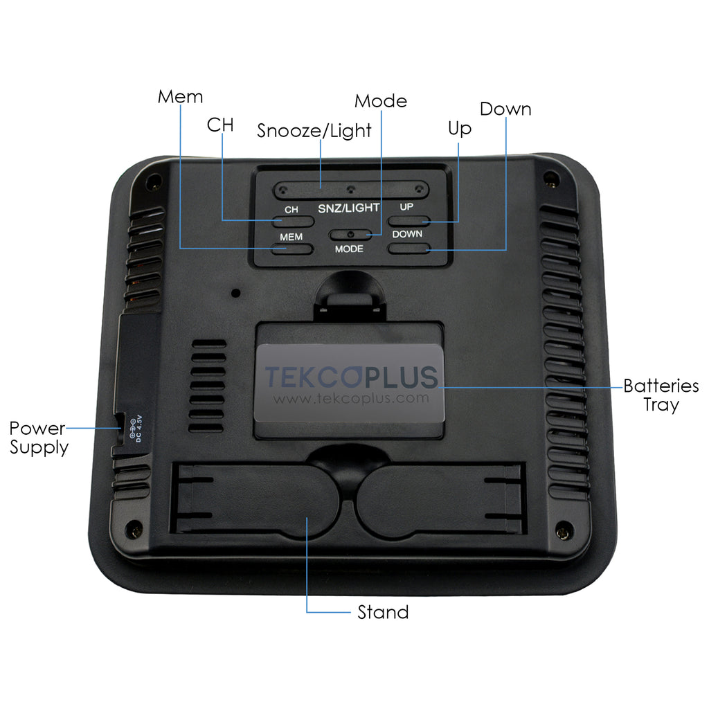 WSTK-103 Digital Weather Station RCC DCF 3 Indoor/ Outdoor Wireless Sensor  Thermometer Alarm Clock - Tekcoplus Ltd.