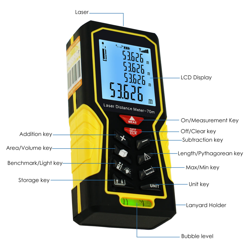 Laser Measuring Tool 229ft - VYTOOV Distance Meter With Backlit LCD
