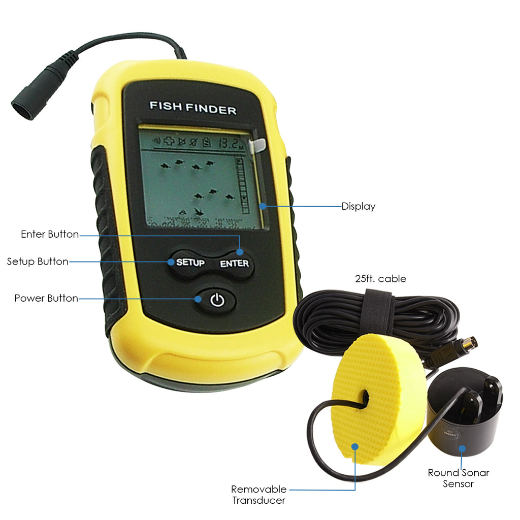 FF-1108-1 LUCKY 100M Fishfinder Sonar Transducer 12M Cable for Boat, Kayak,  Ocean, Ice, Lake Fishing - Tekcoplus Ltd.