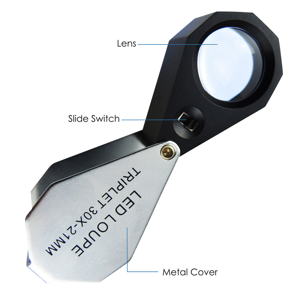 GSTK-785 30X Magnification Jeweler Loupe Magnifier w/ 6 LED light
