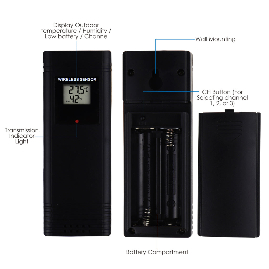 Wireless Thermometer with Outdoor Temperature and Humidity Sensor