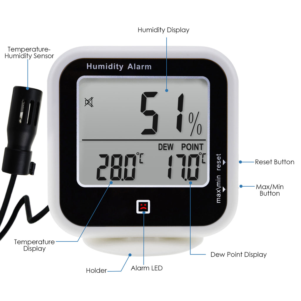 Indoor Outdoor Thermometer Hygrometer Monitor Color Digital