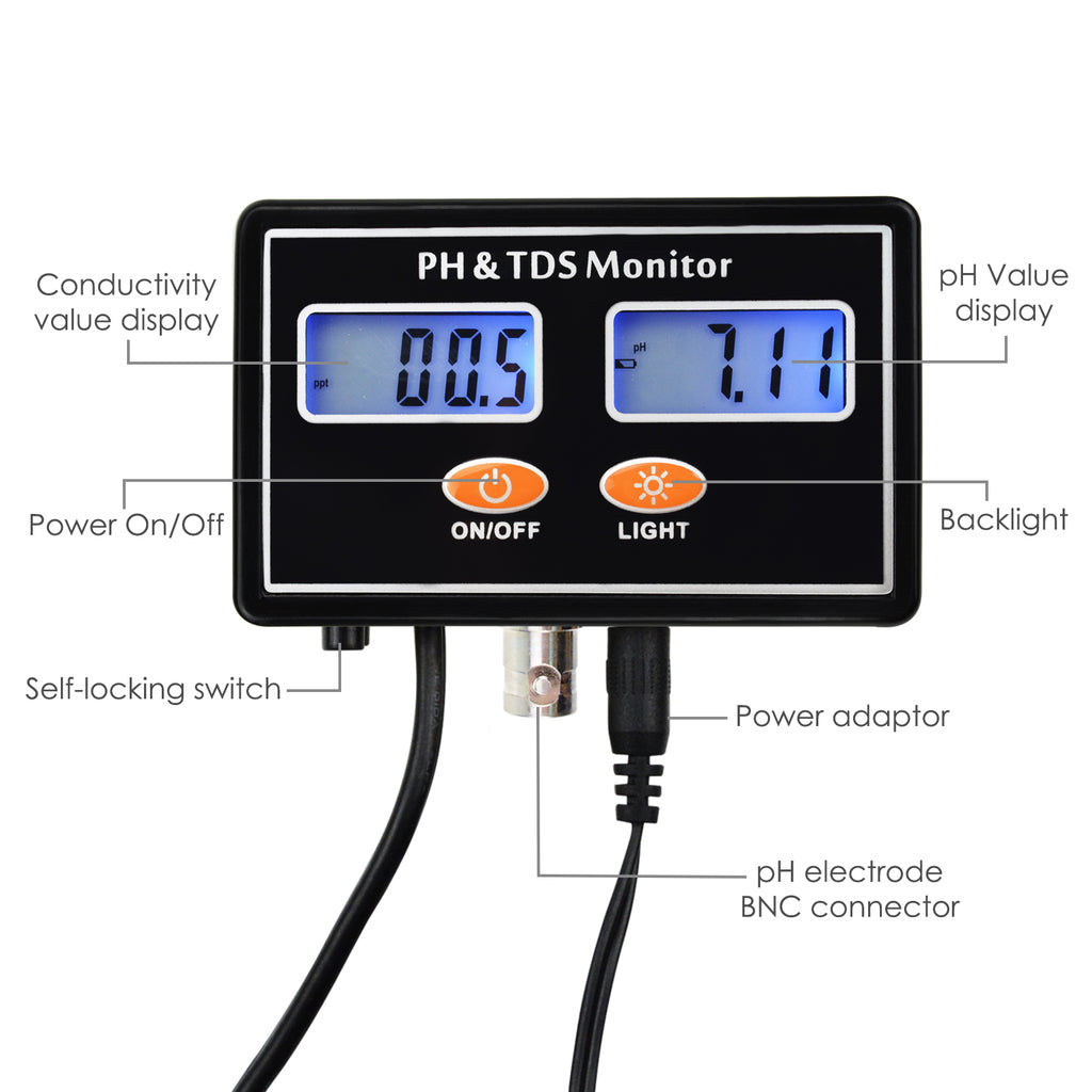 TDTK-232 Combo pH & TDS Monitor Meter Tester ATC, 14.0pH / 0.0~199.9ppt Rechargeable Aquaculture-Tekcoplus Ltd.