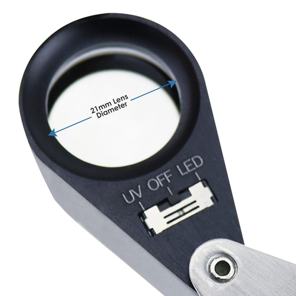 21mm Jeweler Loupe 10x Magnifier with LED and UV Light