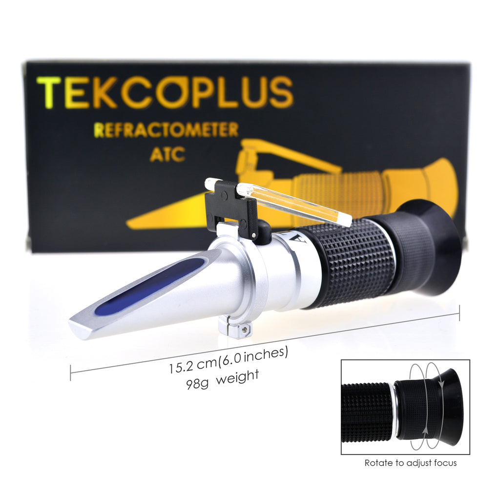 Tekcoplus Optics Honey Sugar Moisture Brix Baume Refractometer ATC, Tri-Scale 58-90% Brix, 38-43 Be(Baume) 12-27% Water, Beekeeping, Maple