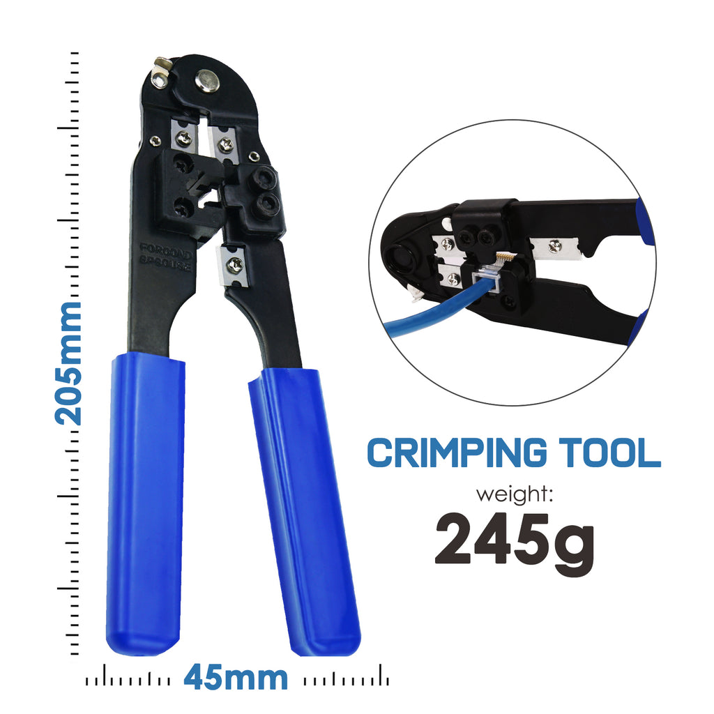 CTTK-711 Network Cable Tester Tool Kit Set - Crimping Crimper Tool Punch Down Wire Stripper Cutter-Tekcoplus Ltd.