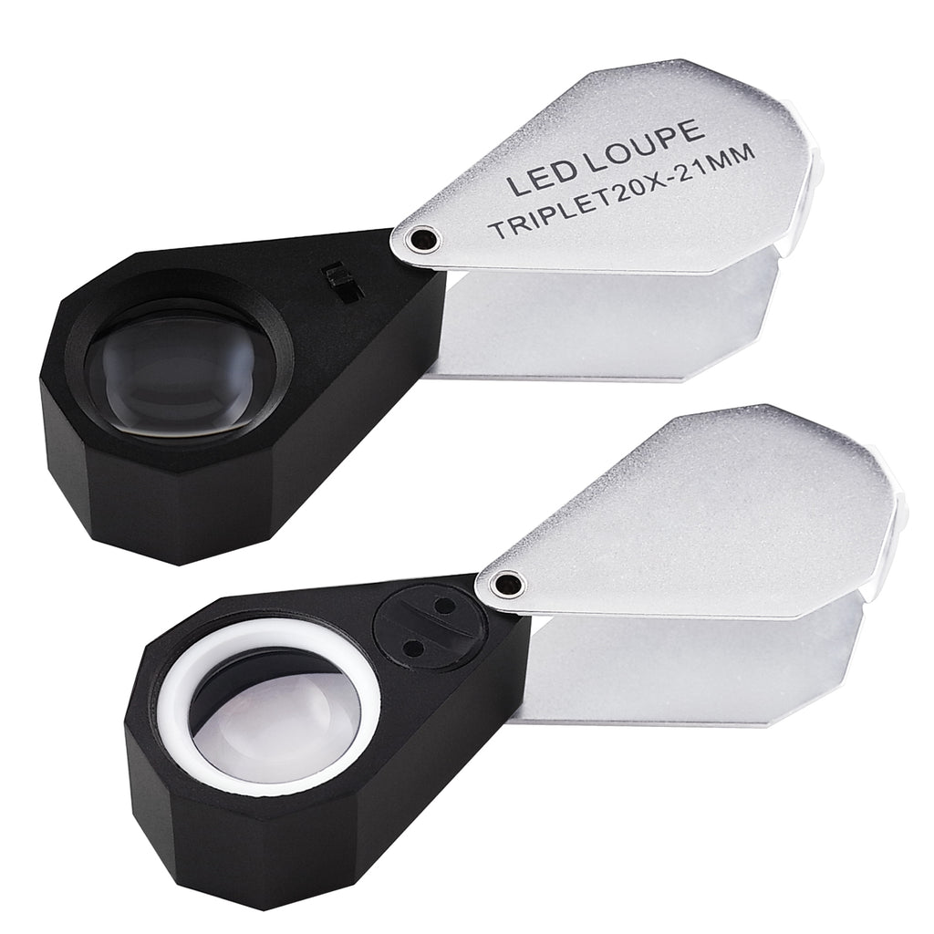 20x Jewelry Loupe Jewelers Triplet 21mm Silver Loupe Leather Case