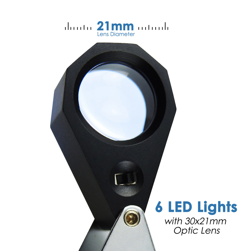 GSTK-785 30X Magnification Jeweler Loupe Magnifier w/ 6 LED light 21mm Lens  Gem Gemstone Tool Tester - Tekcoplus Ltd.