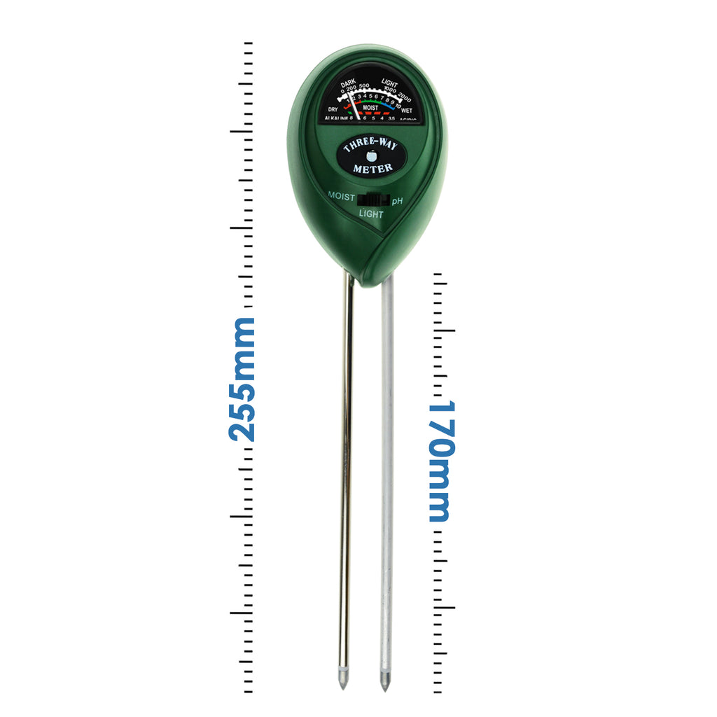 TEK-257 Soil pH / Moisture / Light Meter Long Sensor Probe Acid Alkaline Level Tester-Tekcoplus Ltd.