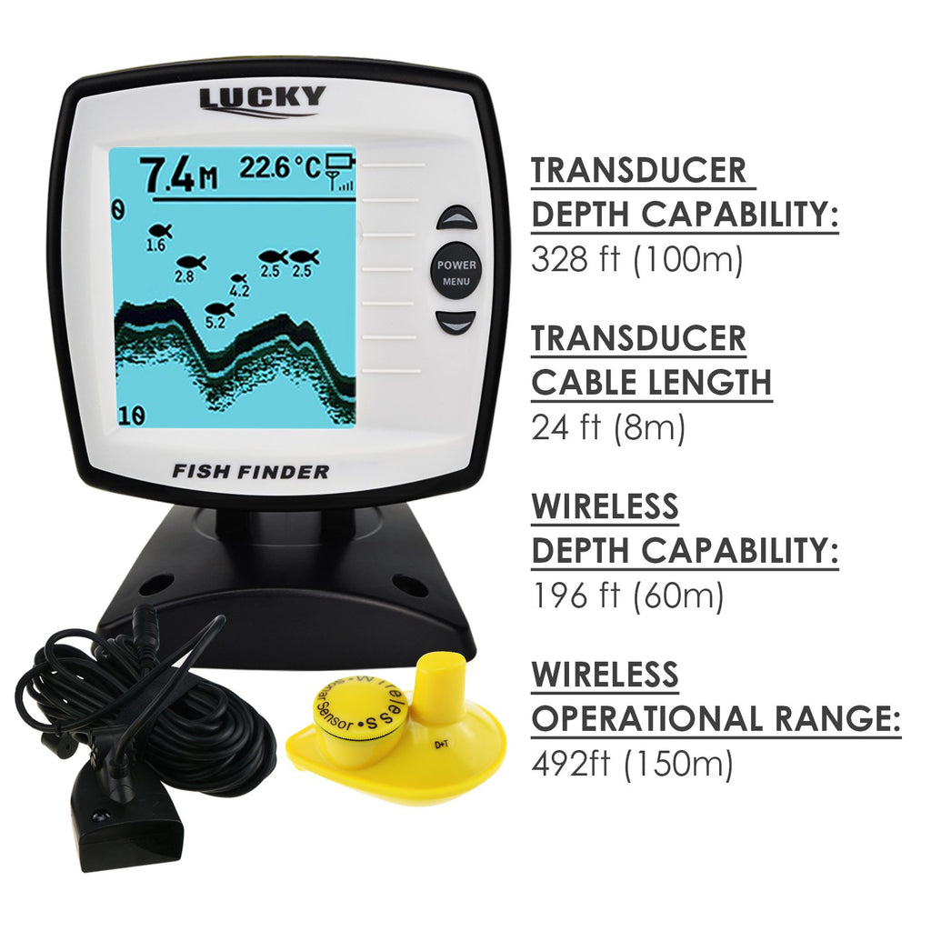 FF-918N2 LUCKY 2-in-1 Fish Finder 100m(Wired) / 60m(Wireless) Depth Sounder  Fishfinder Fish Detector