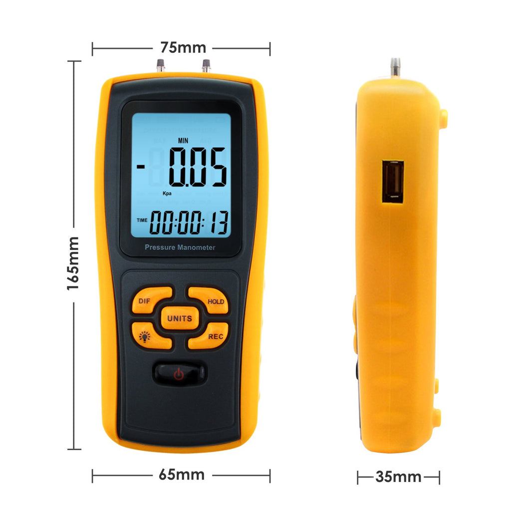 MATK -819 Digital Manometer with USB Interface, Differential Pressure Gauge Air Pressure Instrument-Tekcoplus Ltd.