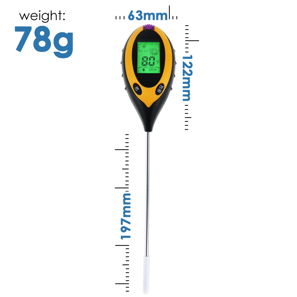 meter to measure soil moisture PHTK-35 4 in 1 Soil Moisture Temperature Meter Survey Instrument Measures pH Acidity Garden, Farm