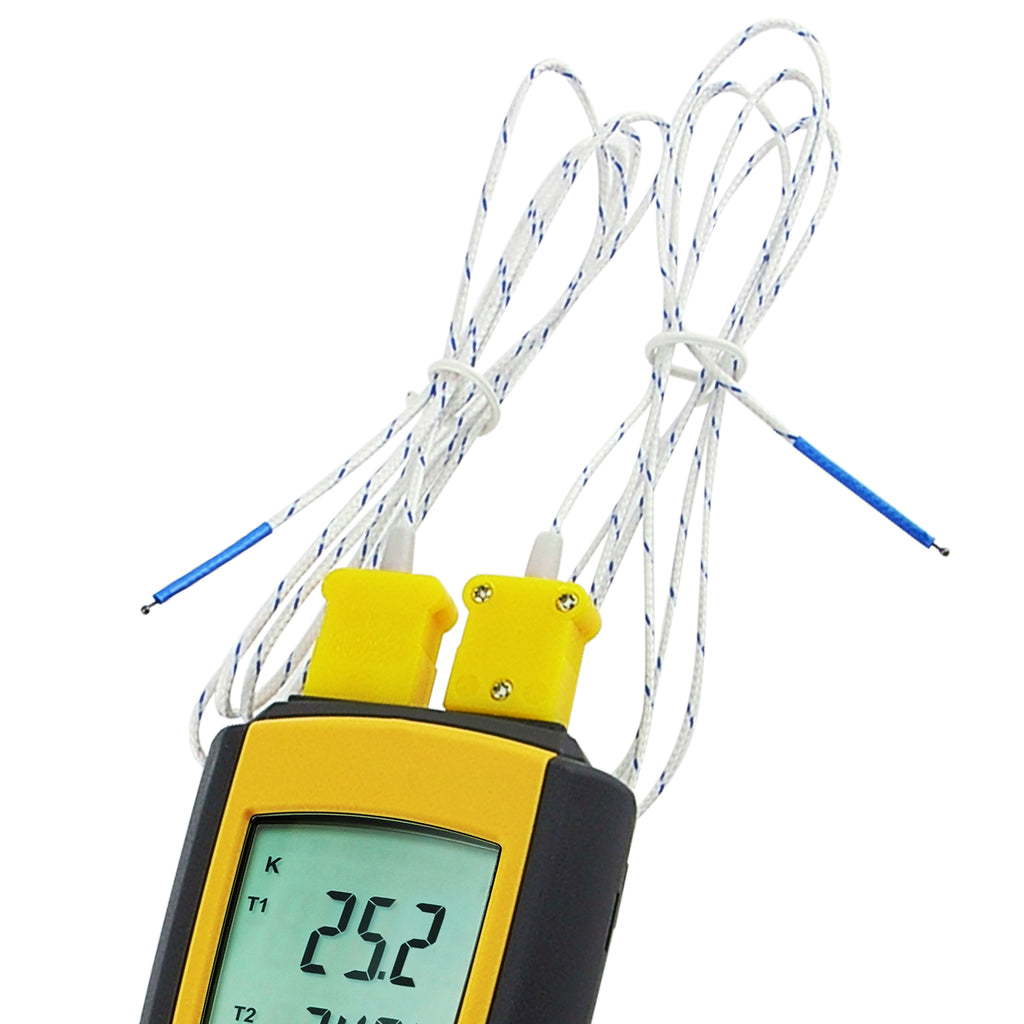 Digital K-type Thermometer with 3 Stainess Steel Probe for HVAC,  Industrial Use