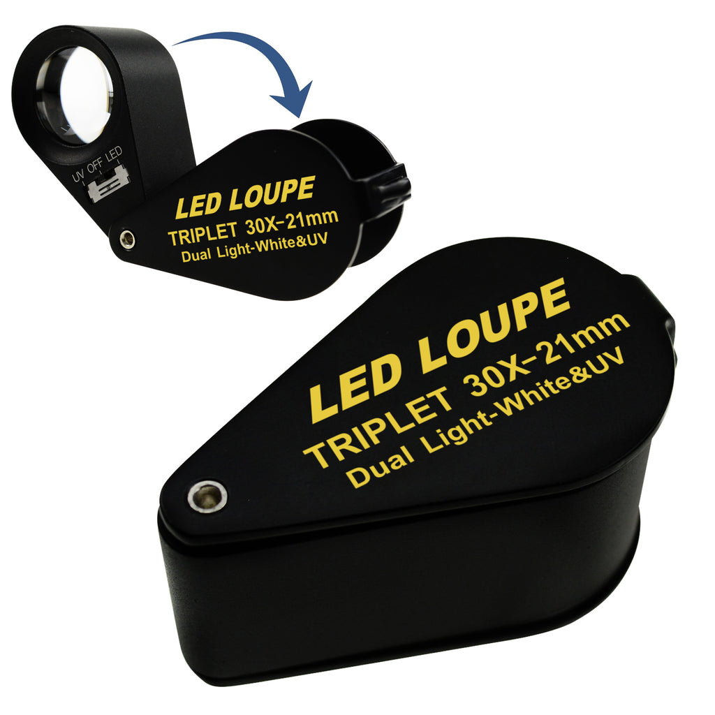 MAXIMIZE Black Jeweler's Loupe with LED | Verified 12X-30X Magnification  Range & 25mm Lens | Sleek Metal Body | Plastic Hinged Case | Keychain Loop  