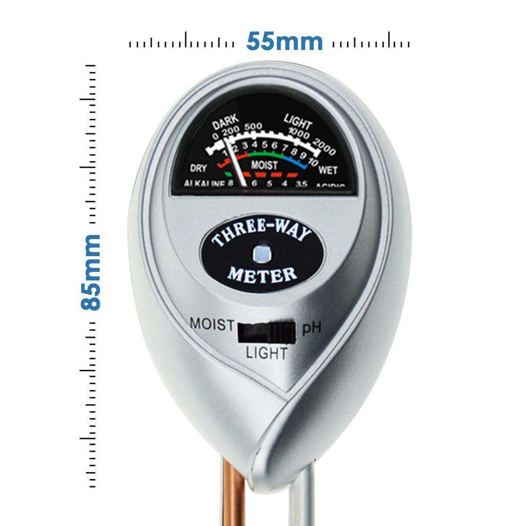 TEK-257S_GLOVE Soil pH, Moisture & Light Meter 3-in-1 Tester Long Sensor Probe with Gloves-Tekcoplus Ltd.