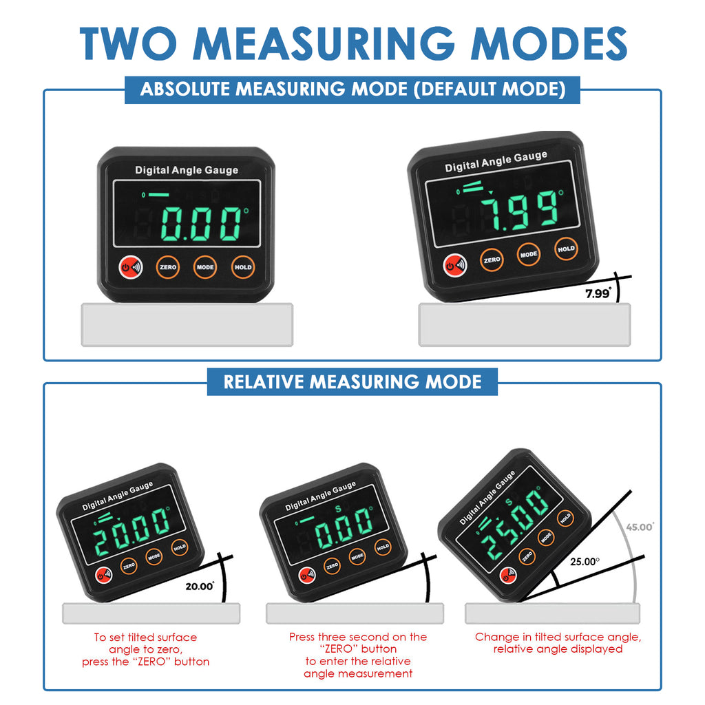 TK320PLUS Digital Angle Finder - LED Digital Angle Gauge Level Box with Magnetic Base - Level Inclinometer Protractor with Audible Alert