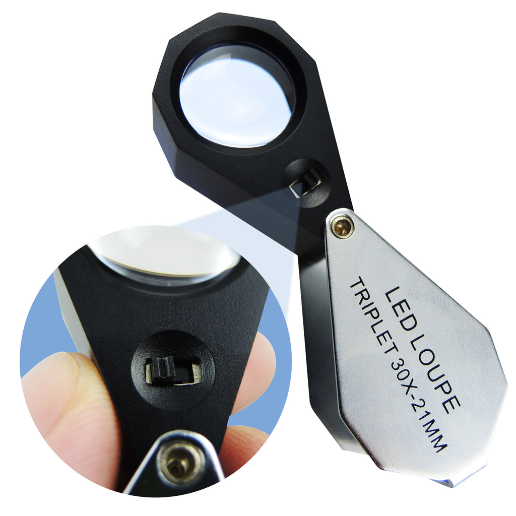 GSTK-785 30X Magnification Jeweler Loupe Magnifier w/ 6 LED light 21mm Lens Gem Gemstone Tool Tester-Tekcoplus Ltd.