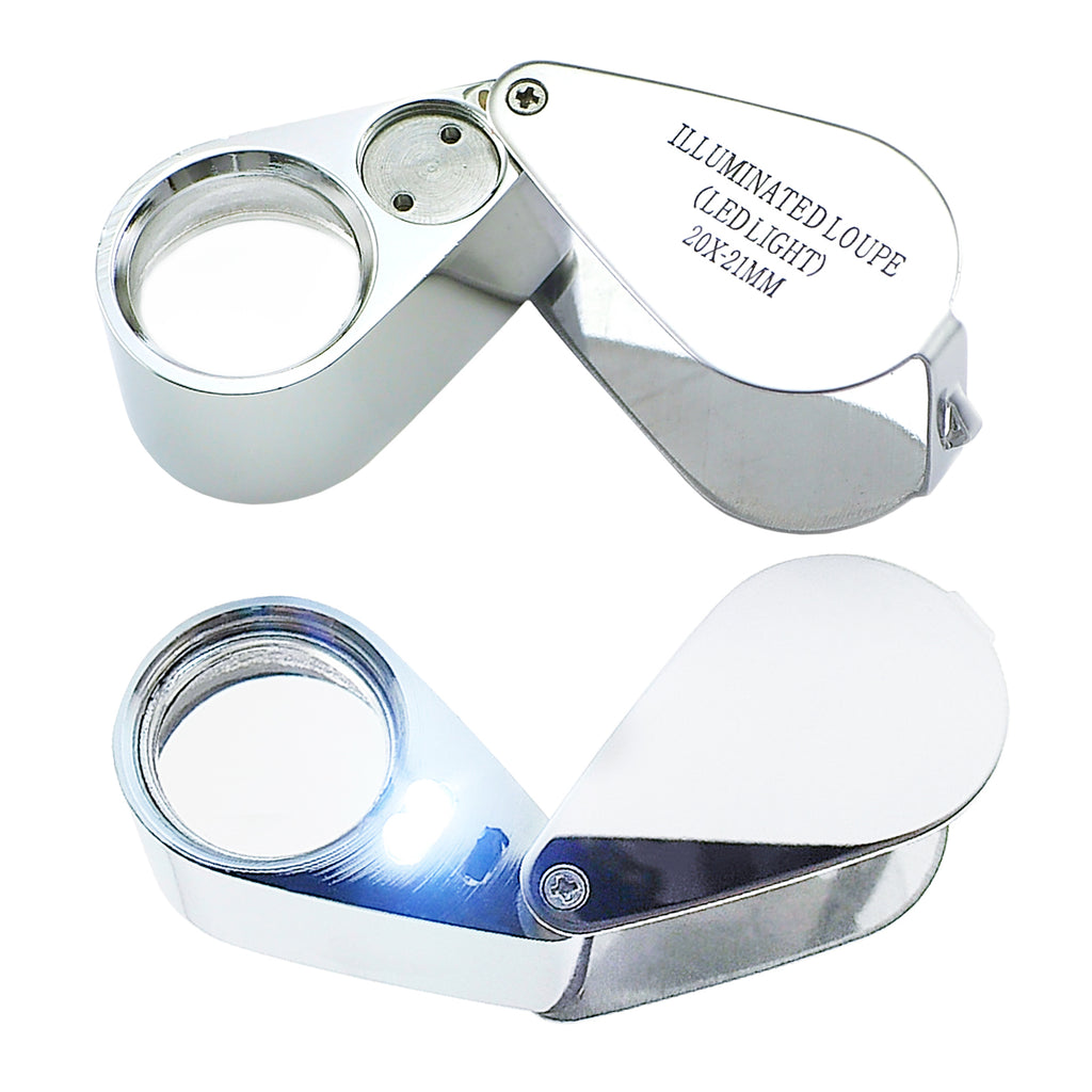 GSTK-783 20X Magnification 21mm Lens Jeweler Loupe Magnifier 6 LED light  Gem Gemstone Jewelry Tool