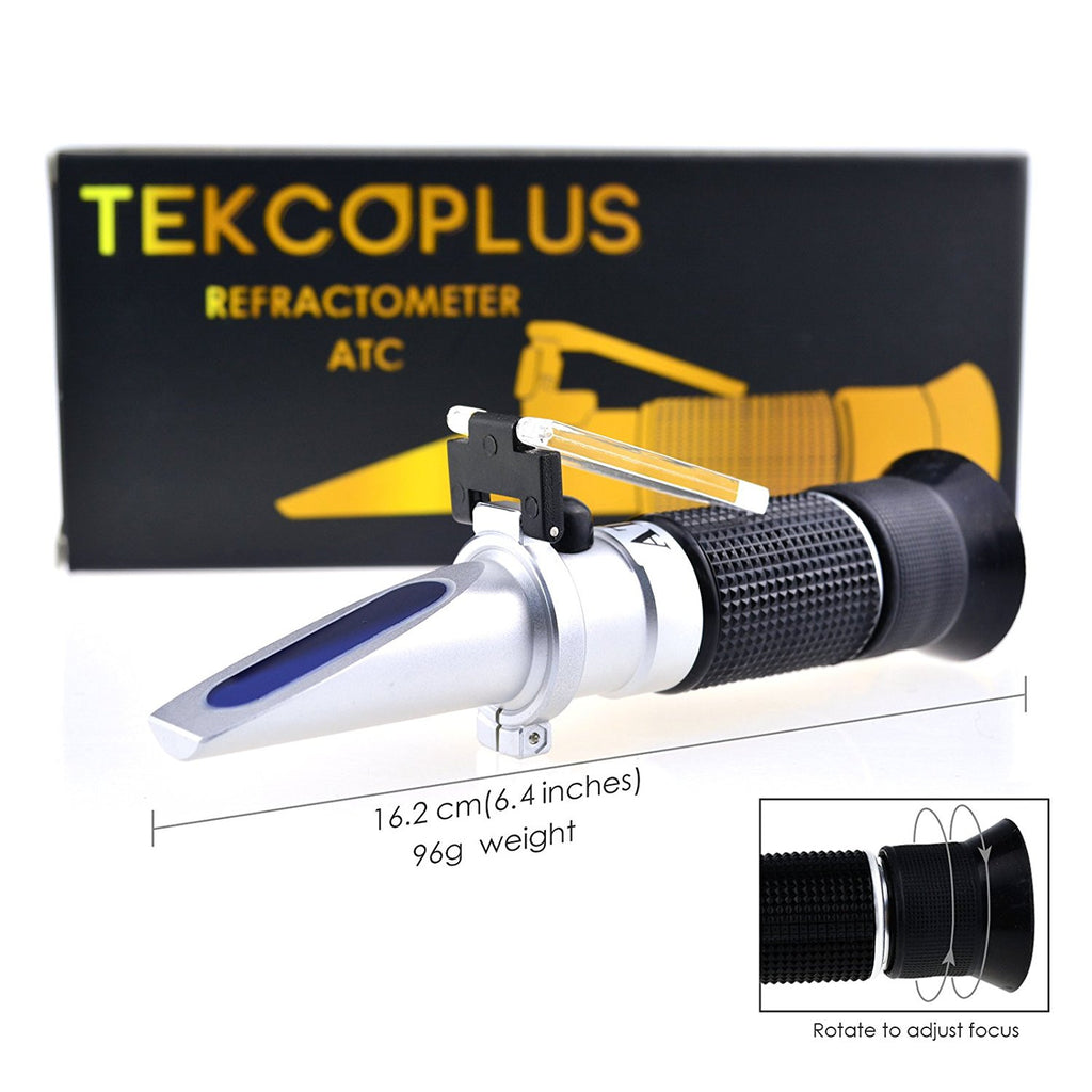 Tekcoplus Optics Grape Wine Refractometer with ATC, Dual Scale 0-25% Vol and Alcohol & 0-40% Brix, for Wine Making, Homebrew Kit, Winemakers, with LED