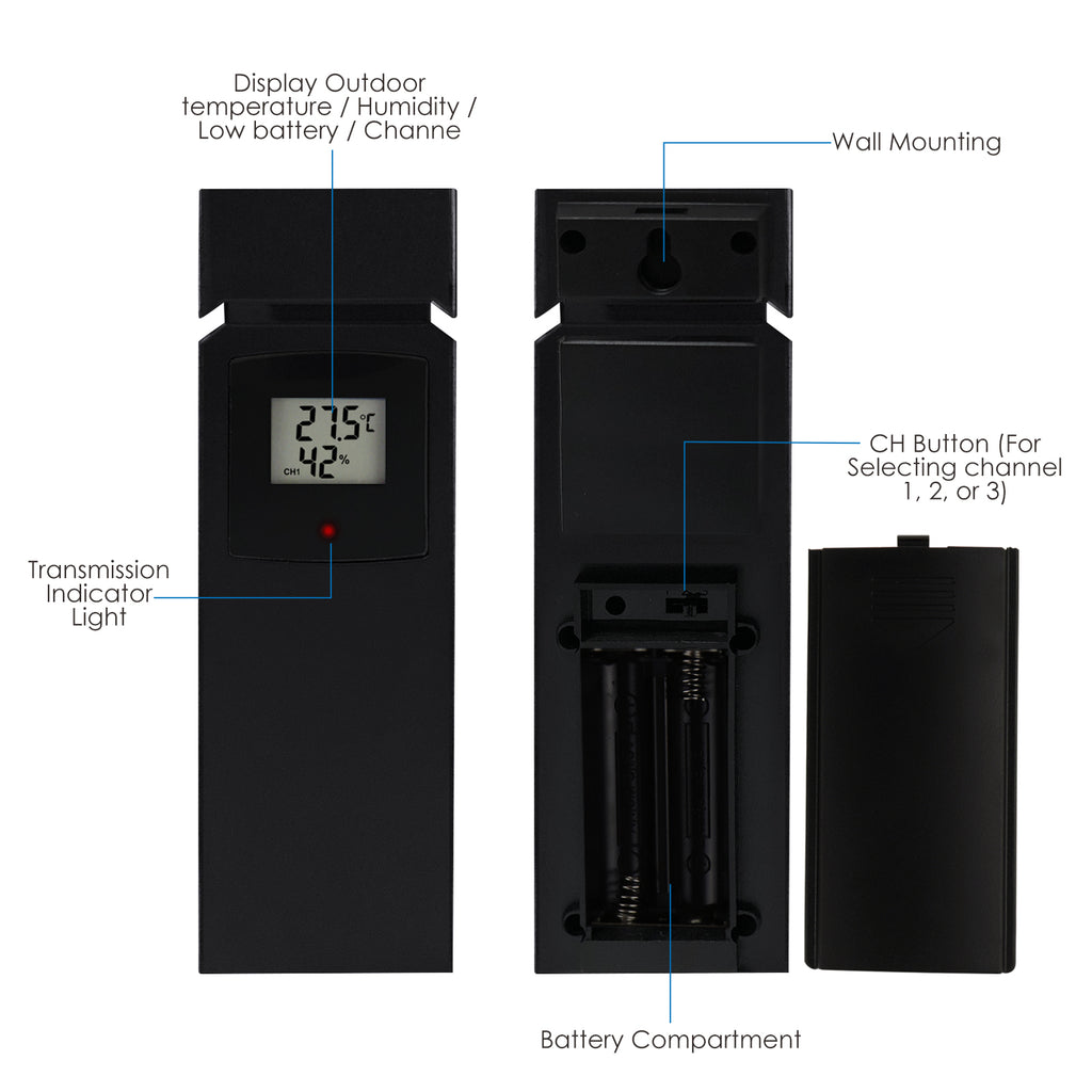 Wireless Thermometer with Outdoor Temperature and Humidity Sensor