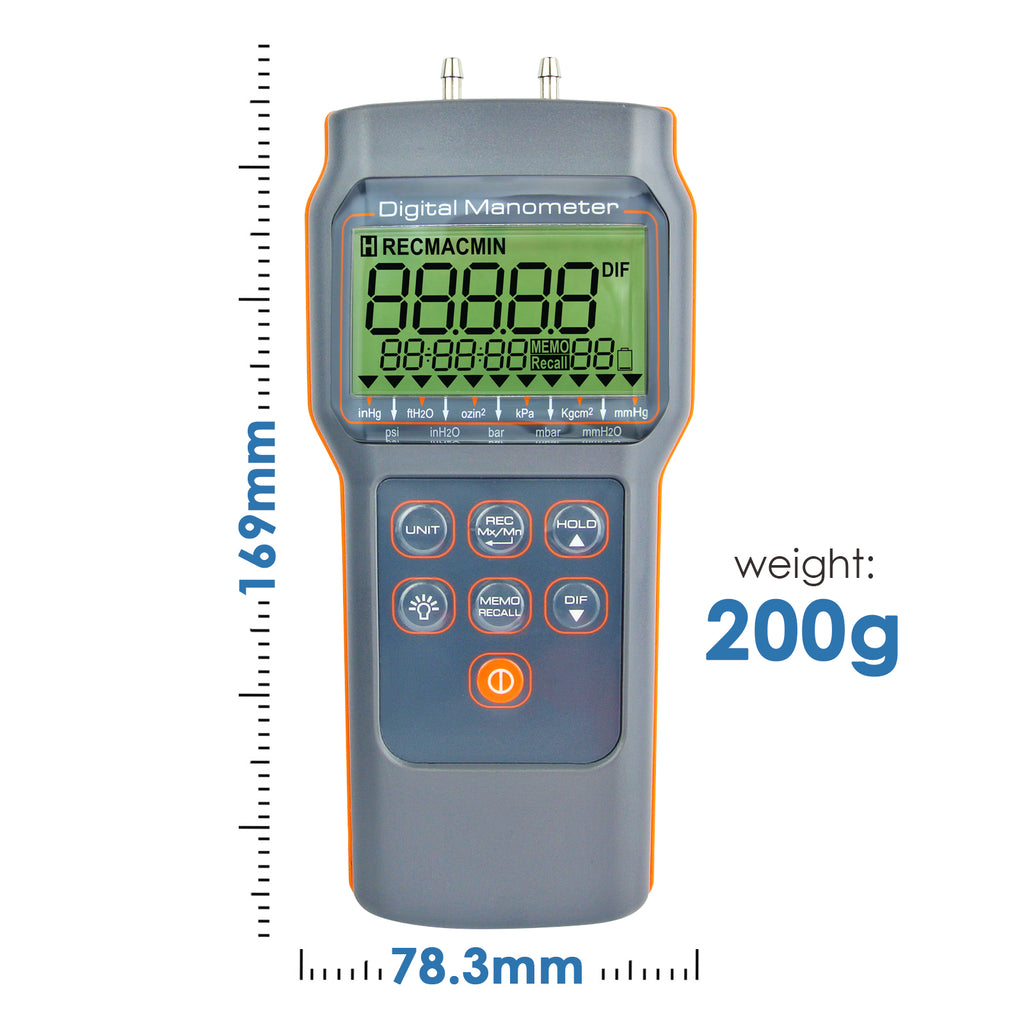 Manometer Protable MATK-817 Portable Handheld Differential Air Pressure Manometer 15 ...