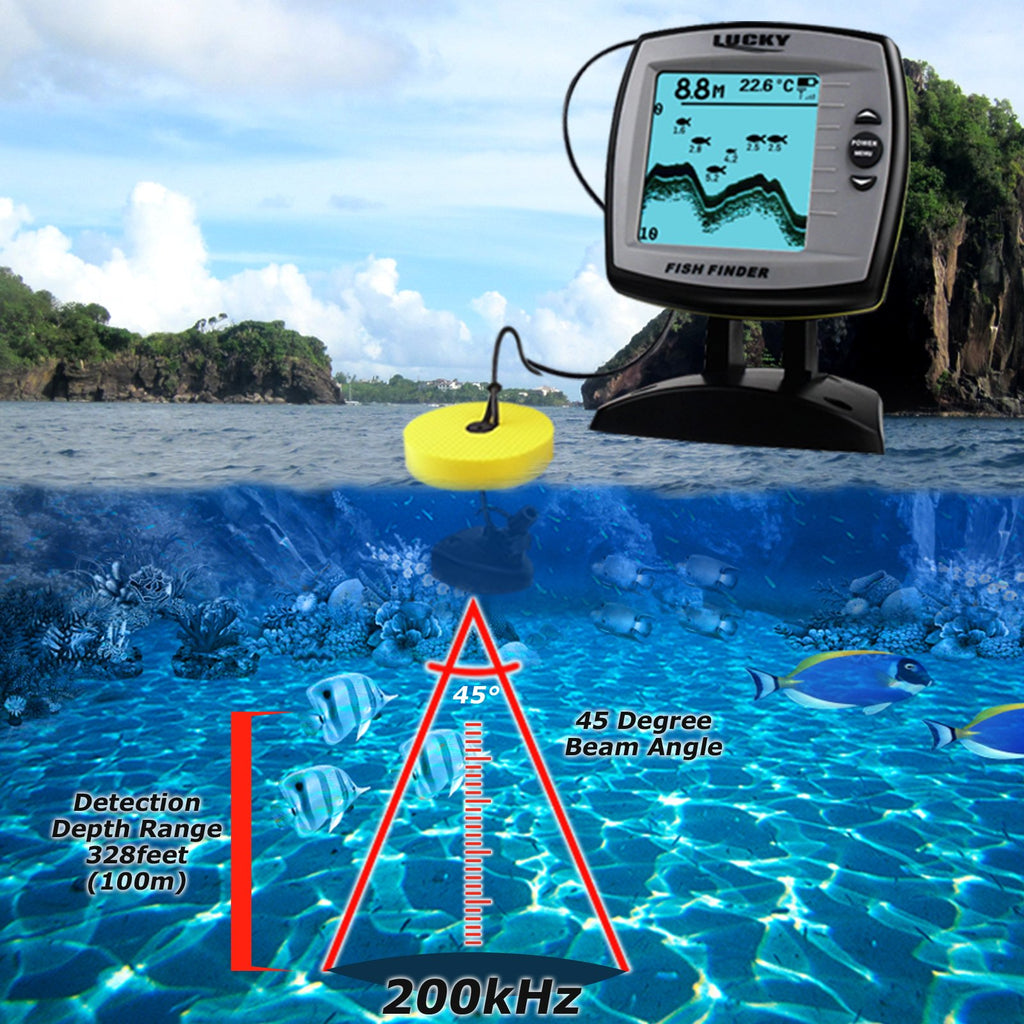FF-918N1 LUCKY Fish Finder Depth Sounder Transducer 328feet(100m) Fish Detector-Tekcoplus Ltd.