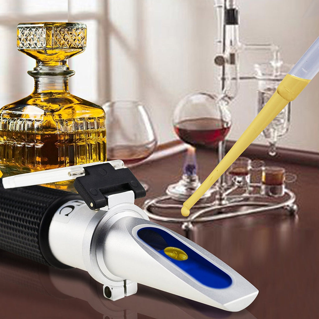 Tekcoplus Optics Alcohol Refractometer 0-80% Volume Percent ATC for Alcohol Liquor Production Spirit Alcohol Measurement Ethanol with Water Distilled