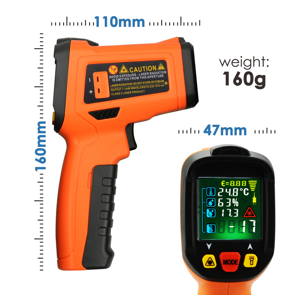 THTK-223 Non-contact Infrared IR Thermometer Laser K-Type Thermocouple -50~800°C (-58~1472°F)-Tekcoplus Ltd.