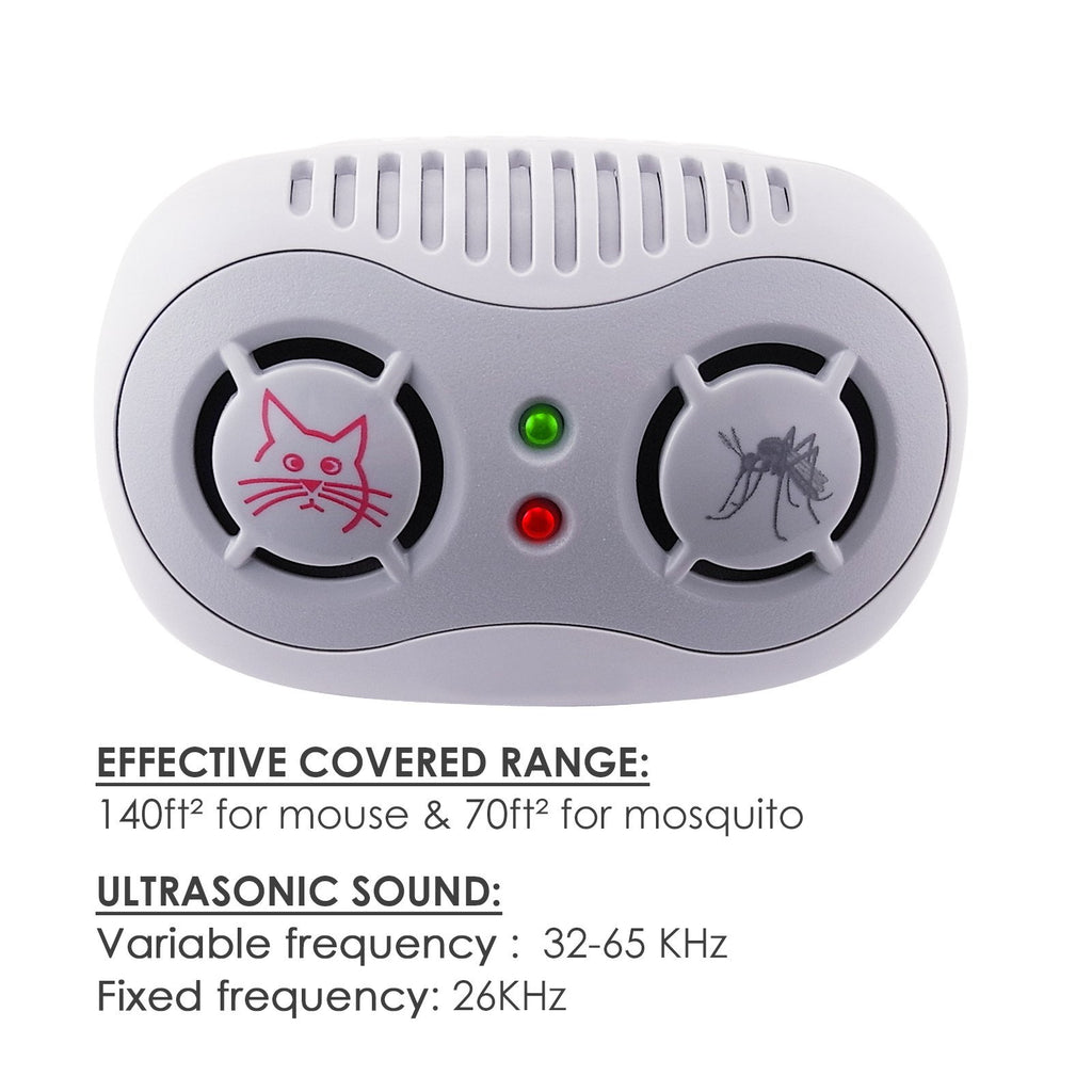 AR-166_US 2-in-1 Electronic Ultrasonic Repeller Anti Mouse & Mosquito 50/ 60Hz, Rats Control, Plug-in Non-Toxic Repellent, Pet & Kids Safe-Tekcoplus Ltd.