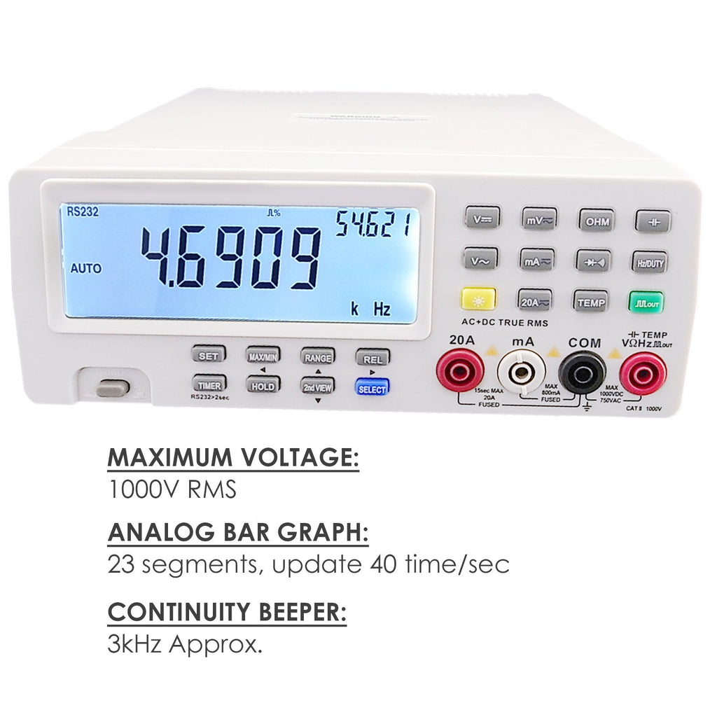 Compact Benchtop Multimeter MUTK-911 DMM Digital Bench Top Multimeter PC Analog Bar Dual Display ...