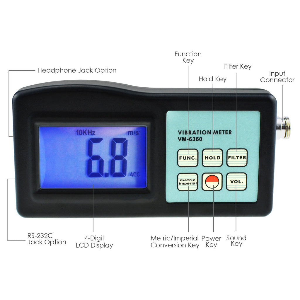 VMTK-903 Digital Vibration Meter Gauge Tester Analyzer Piezoelectric Accelerometer CE Marking-Tekcoplus Ltd.