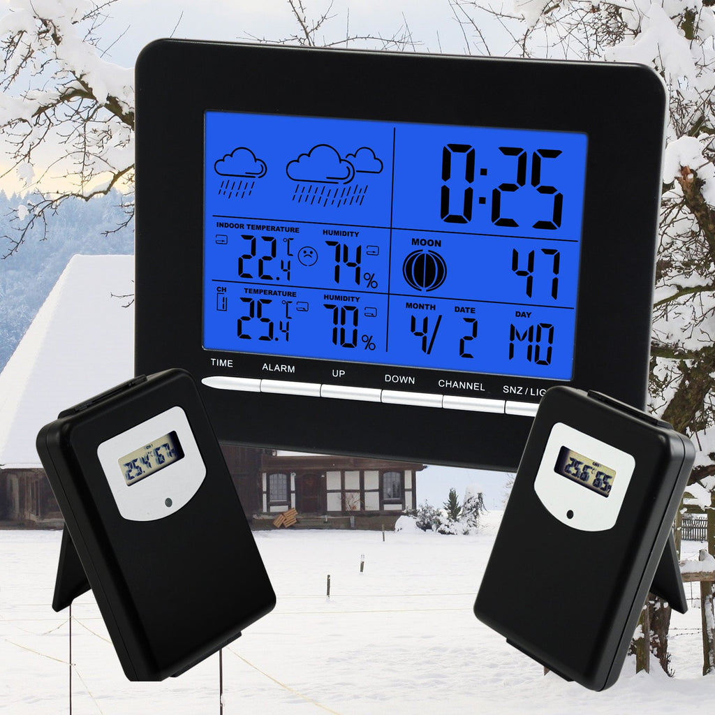 WSTK-853_2S Wireless 2 Sensor Indoor Outdoor Temperature Weather Station  DCF Radio Controlled Clock - Tekcoplus Ltd.